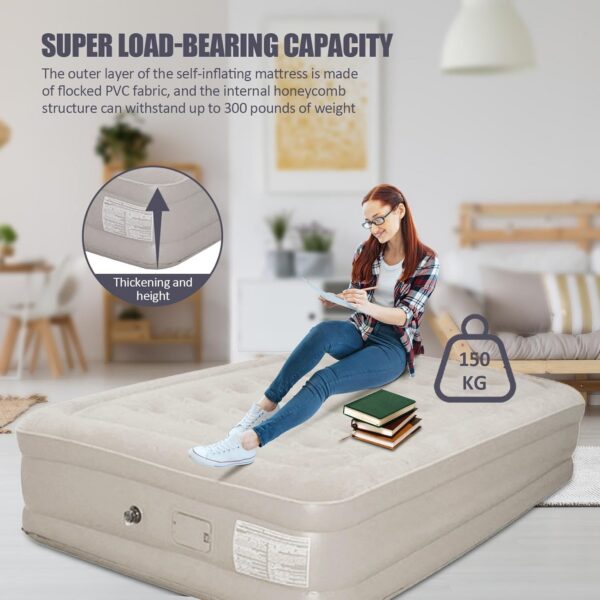 4e55ad1cf336081a Queen Size Inflatable Mattress | Inflatable Camp Mattress Pad,Queen Size Mattress, Comfort High Blow up Airbed for Home Travel, Picnic, Camping