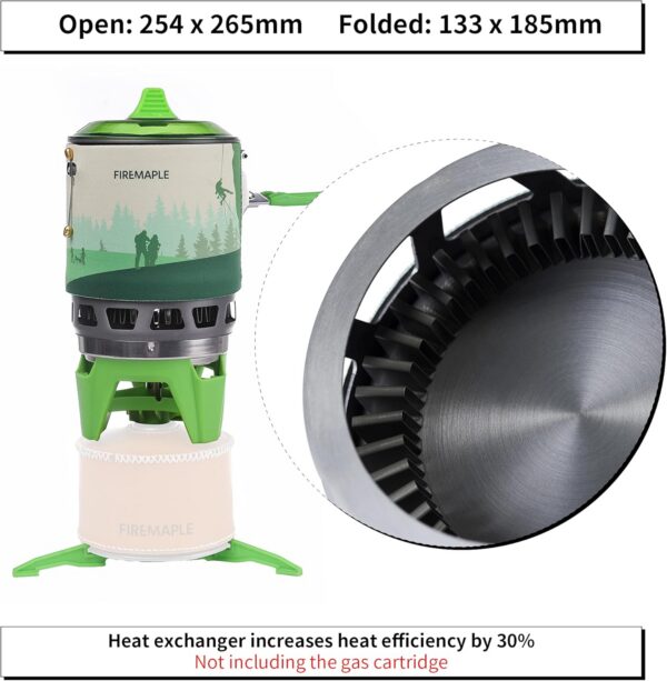 Fire-Maple FMS-X3 0,8L Campingkocher mit Piezo-Zündung & Topfhalterung Tragbarer Gaskocher mit Gasflaschen-Stabilisator Für Outdoor, Trekking, Wandern (Schwarz)