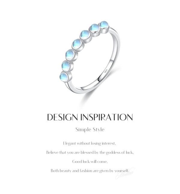 MODIAN 925 Sterling Silver Exquisite Round Moonstone Ring Stackable Crystal Ring For Women Birthday Gift Fine Jewelry