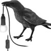 The Gothic Lamp,Cute Black Raven Desk Light with USB Line,Unique Resin Halloween Crow for Table Decor,Goth Decor,Black Bird Decor, Art Decor,Home Decor,Living Room,Bedroom (2 Bulbs)
