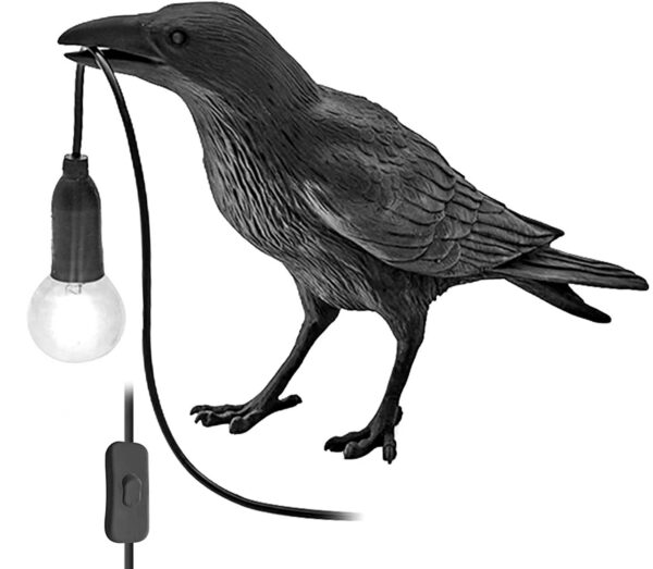 The Gothic Lamp,Cute Black Raven Desk Light with USB Line,Unique Resin Halloween Crow for Table Decor,Goth Decor,Black Bird Decor, Art Decor,Home Decor,Living Room,Bedroom (2 Bulbs)