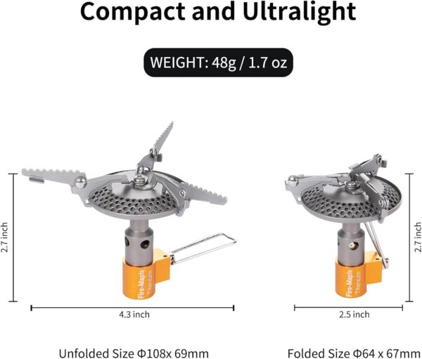 4e7218aa80a83ecd Fire-Maple 116T Titanium Camping Gas Stove | Mini Pocket One-Piece Gas Burner | Ultralight Backpacking Cooking Stove Portable for Outdoor Activities
