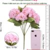 GREENTIME 13” Artificial Hydrangea Flowers Faux Hydrangea Bouquet with 7 Head 3.15” Tiny Hydrangea for Wedding Bouquet Party Home Decor DIY Baby Shower Centerpieces Tables Decoration(Blue)