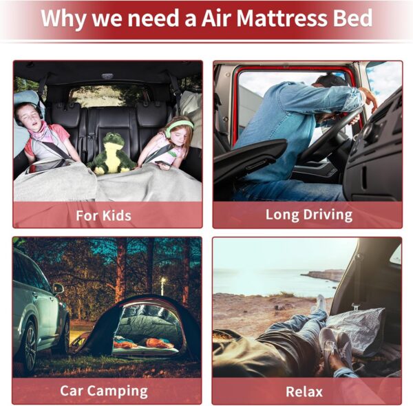 4e83dd5a96edb236 ACROPIX Inflatable SUV Truck Car Air Mattress Back Seat Camping Bed Thickened Car Sleeping Pad for Travel Car Bed SUV Mattress with Car Air Pump and Pillows Black