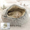 Pet Dog Round Plush Semi-Enclosed Cat Nest for Deep Sleep Comfort In Winter Cats Bed Little Mat Basket Soft Kennel