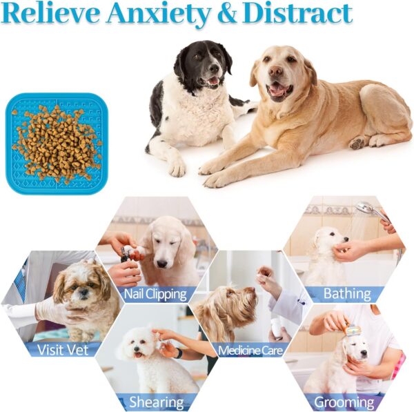 Licking Mat for Dogs Cats 2 Pack, Dog Peanut Butter Lick Pad with Strong Suction Cups for Calming, Reduce Anxiety Boredom (Blue & Green)