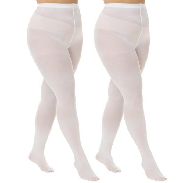4ea0131d1d04ece2 MANZI Women's 2 Pairs Control Top Pantyhose High Waist Plus Size Tights Ultra-Soft