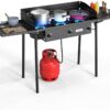 4ea81fa47375ee3c ROVSUN Single Burner Gas Stove with Side Shelf, 100,000BTU Portable Propane Stove with Removable Leg & Regulator for Camping Home Backyard Outdoor Cooking Brewing Canning Turkey Frying