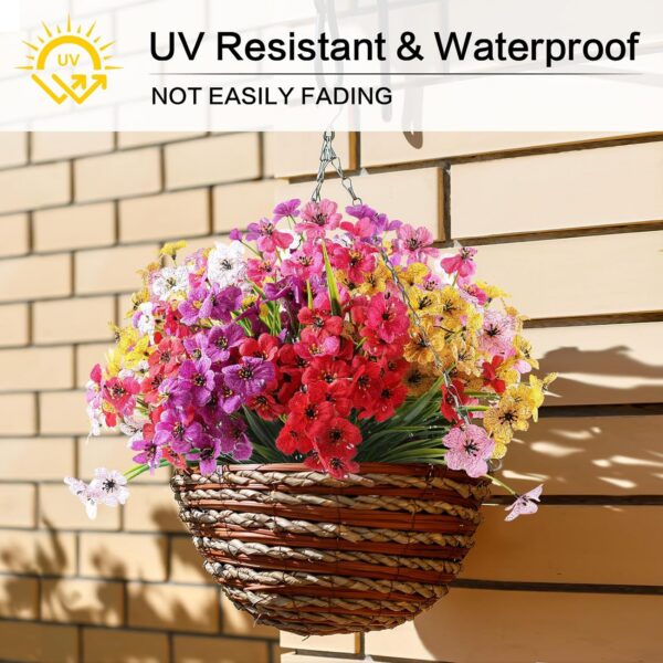 4ea8b3b1949bc73b 24 Bundles Artificial Flowers for Outdoor,No Fade Fake Plastic Flowers Faux Plants for Decoration Hanging Planters Indoor Outside Garden Porch Window Box Home Wedding Farmhouse