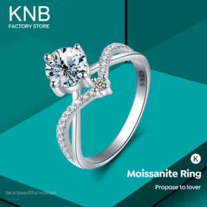 4eb91efa80f9847a KNB Certified 0.5CT Moissanite Dia Princess Crown Rings for Women Original Sterg Sier Engagement Ring Fine Jewelry