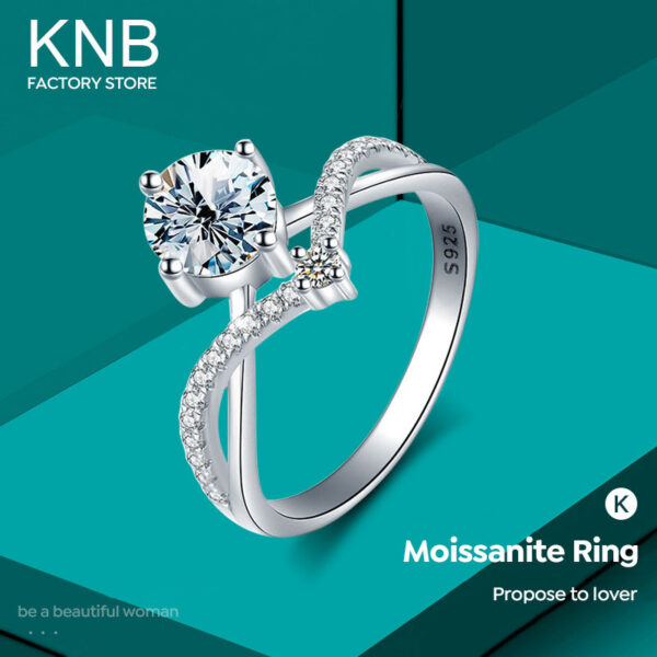 KNB Certified 0.5CT Moissanite Dia Princess Crown Rings for Women Original Sterg Sier Engagement Ring Fine Jewelry