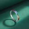 Stylish Rainbow Collection Square Full Of Diamond Couple Rings For Women Genuine Original Sterling S Sier Valentine Jewelry