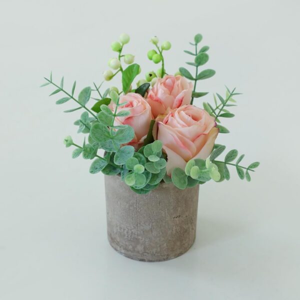 4ed08924383b275d Artificial Flowers Kit with Pot, Combination of Fake Silk Burgundy Red Roses and Greenery,Small Plant Potted Decor for Offices,Bookshelf,Bedroom, Living Room,Party,Wedding Decorations…
