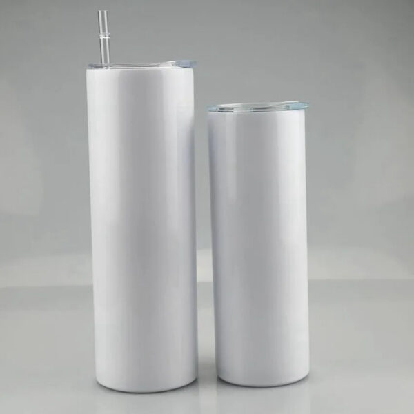 20oz Sublimation Skinny Tumblers Straight Blanks Stainless Steel Coffee Mugs With Lid and Plastic Straw Sippy Cups CYZ3218