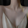 S Sterling Sier Geometric Necklace New Simple Hollow Pendant Flashing Diamond Clavicle Chain Woman Jewelry Accessories Gift