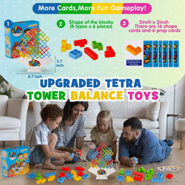 32PCS Tetra Tower Fun Balance Stacking Building Bloc Board for Kids Adults Friends Team Dorm Family Game Night and Partie