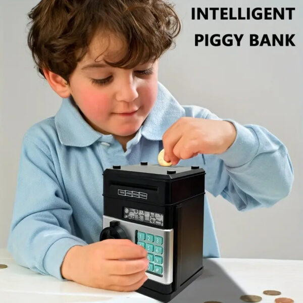 4f1d007109558022 Electronic Piggy Automatic Mini Safe Coins Cash Saving Money Box Password Counter Code Key Lock Coin Bank ATM Child Gift