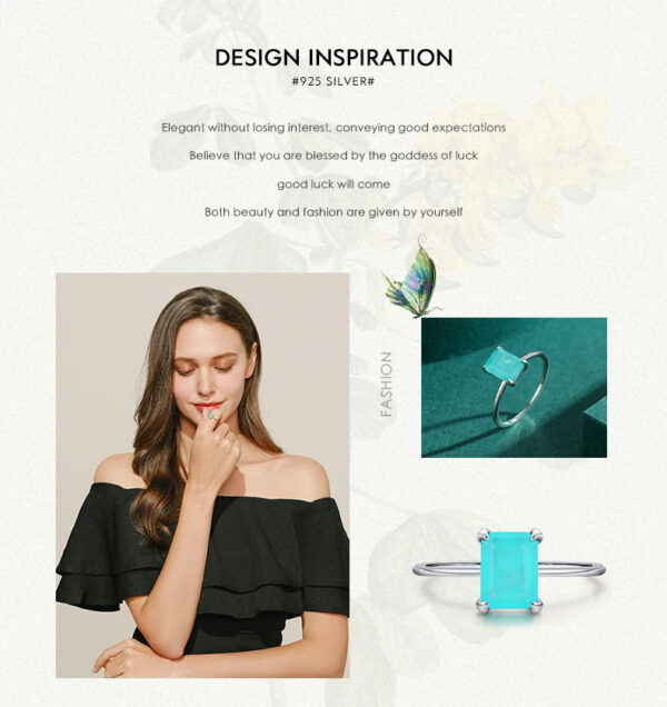 4f45579e6267ce5d Modian Authentic 925 Sterling Silver Classic Rectangle Tourmaline Paraiba Female Finger Ring For Women Charm Fine Jewelry Anillo