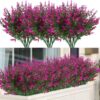 8 Bundles Outdoor Artificial Lavender Fake Flowers UV Resistant Shrubs, Faux Plastic Greenery for Indoor Outside Hanging Plants Garden Porch Window Box Wedding Farmhouse Decor (Orange Red)