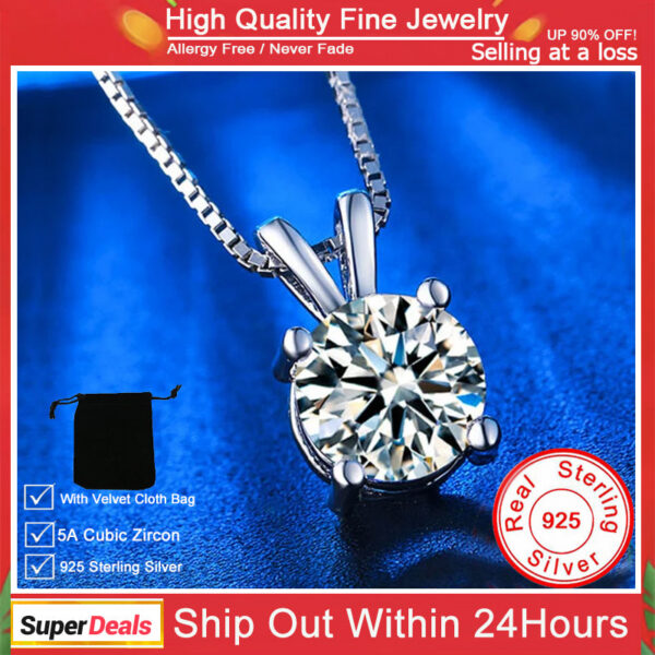 4f5f553c4c21f968 100% Original Sterling Sier Lovely Animal Rabbit Necklace Solitaire 2 Carat Lab Diamond Pendant Jewelry