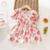 Sweet Baby Girl Dress Summer Soft Skin-friendly Children Clothing Lovely Flower Ribbon Toddler Dresses 0-3 Y Kids Daily Clothes