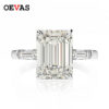 OEVAS Sterling Sier Emerald Cut Created Moissanite Gemstone Wedding Engagement Diamonds Ring Fine Jewelry Gifts Wholesale