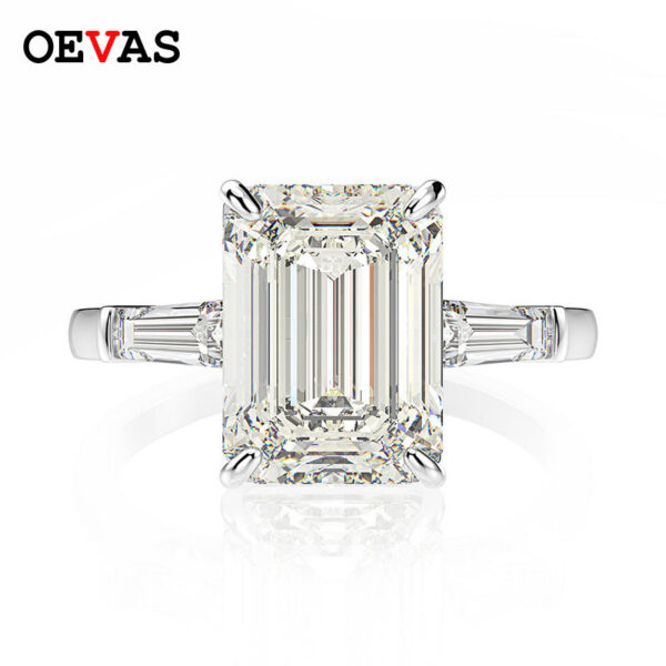 OEVAS Sterling Sier Emerald Cut Created Moissanite Gemstone Wedding Engagement Diamonds Ring Fine Jewelry Gifts Wholesale