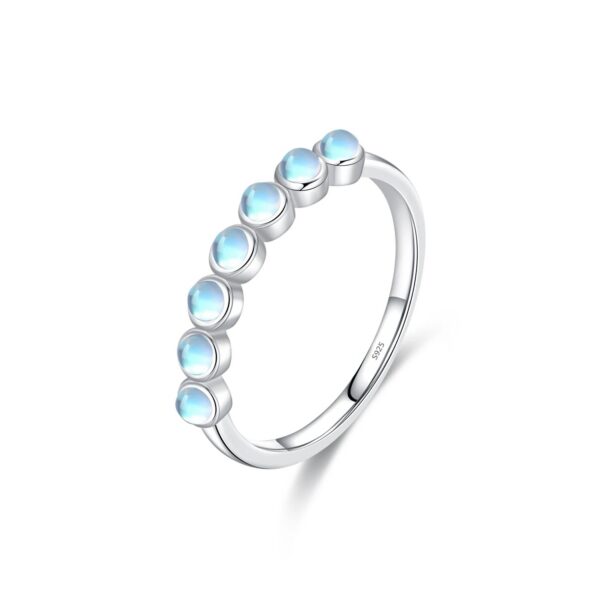 MODIAN 925 Sterling Silver Exquisite Round Moonstone Ring Stackable Crystal Ring For Women Birthday Gift Fine Jewelry