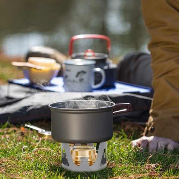 Mini Spiritus Brenner, Tragbarer Spirituskocher Camping Kochender Campingkocher Ofen für Innenräume kampierendes Hauptpicknick(Grau)