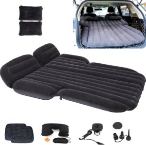Inflatable SUV Air Mattress 3 in 1 Thickened Flocking Inflatable Car Camping Travel Air Mattress with 2 Pillows & Air Pump,Portable Car Sleeping Bed for SUV|MPV|Minivan