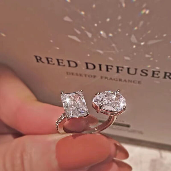4fcf028b9546ff2a Hot New Sterling Sier Pear Cut Emerald cut Simulated Diamond Wedding Party Vintage Open Ring Fine Jewelry Christmas Gifts