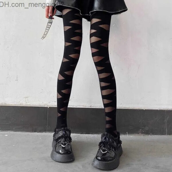 Socks Hosiery Japanese Cross Belt Black Pantyhose JK White Silk Thin Spring and Autumn Stock Z230810
