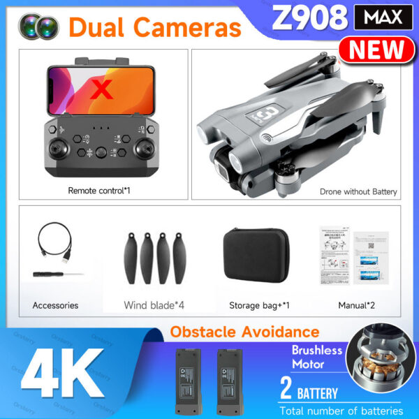 4fe8d3df4444e2f0 Z908 Pro Drone Professional 4K HD Camera Mini4 Dron Optical Flow Localization Three sided Obstacle Avoidance Quadcopter Toy Gift