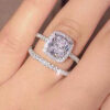 Huitan Wedding Set Rings for Women 2Pcs Sier Color Band with AAA Cubic Zirconia Engagement Party Fashion Female Jewelry