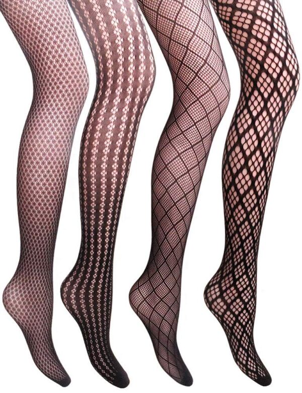 VERO MONTE Women Patterned Fishnet Tights Black Fishnets Net Stockings Pantyhose