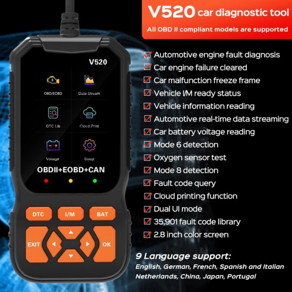 5010e314d0573aeb OBD2 Car Scanner Diagnostic Scan Tool,Professional Mechanic Vehicle Fault Code Reader,Auto Read Fault Code Check Engine Light Fo