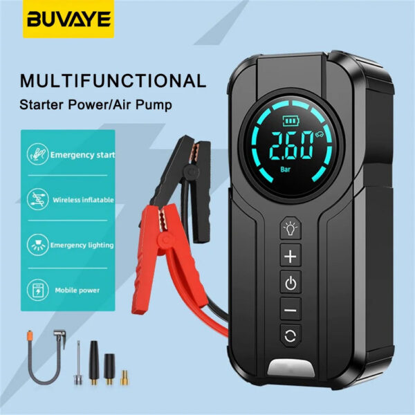 Car Jump Starter Pump Power Bank Lighting Portable Air Compressor 4 In 1 Cars Battery Starters Starting Auto Tyre Iator