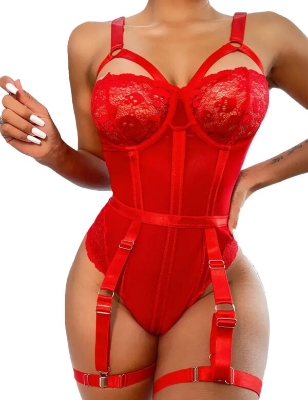 Avidlove Teddy for Women with Garter Belt One Piece Naughty Strappy Lingerie Lace Exotic Bodysuit