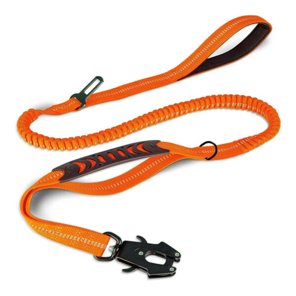 Reflective Shock Absorbing Pet Leashes with Car Seatbelt for Large Dogs Heavy Duty Tactical Bungee No Pull Dog Leash