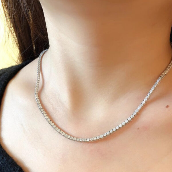 505998aa4d82c41d Tennis necklace white Gold Filled Round cut 2/.2.5/3mm zircon Cz Hiphop Party wedding Pendants for women Bridal Jewelry