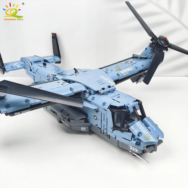 50657cf0f0e1cf29 HUIQIBAO MOC 1389PCS V-22 Tiltrotor Aircraft Helicopter Building Block Children Military Airplane model Bricks Toy home Decor.