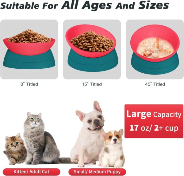 506fa5de4b0b236f 2Pcs Cat Bowls Elevated Cat Food Bowl Adjustable Cat Dish Anti-Slip and Anti-Noise Raised Cat Bowl Protecting Pet’s Spine Thickened Plastic Bowl Suitable for Indoor Cats, 17 Oz