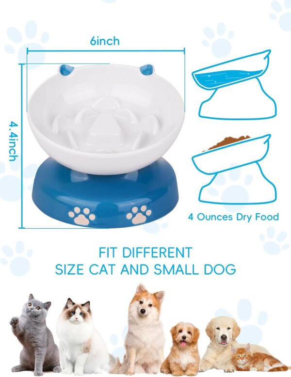Y YHY Slow Feeder, Elevated Food Bowl Tilted Design for Dog and Cat for Dry and Wet Food