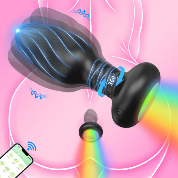 508946046a026f4b APP Control Rotation Vibrating Butt Men Women Wiggle Vibrator Gay Anal Plug with LED Adult Sex Toy for Couples