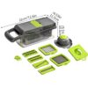 508f29bf92cd9982 1Pc Green Black 12 in 1 Multifunctional Vegetable Cutter Shredders Slicer With Basket Fruit Potato Chopper Carrot Grater
