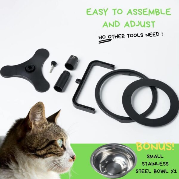 Adjustable Raised Cat Food Bowl, Tilted Elevated Bowl (1-Pack, Black)