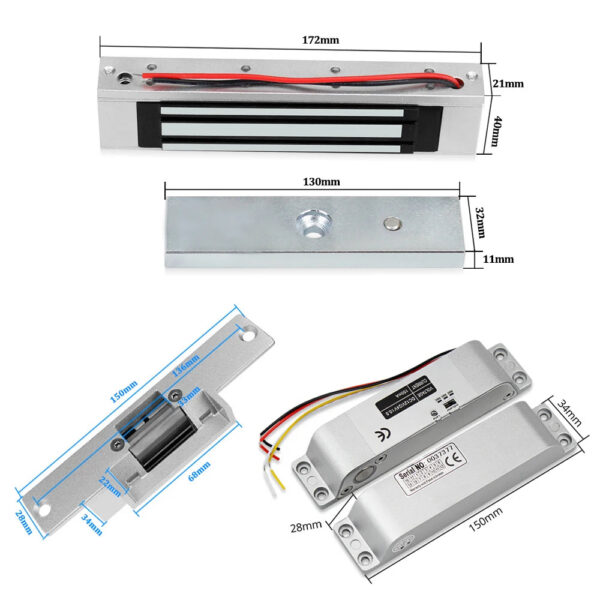 50a8dbd12f197da6 Outdoor Access Control System Kit Set Waterproof RFID Keypad 125KHz 13.56MHz NFC + 180KG Electric Magnetic Lock Strike Locks