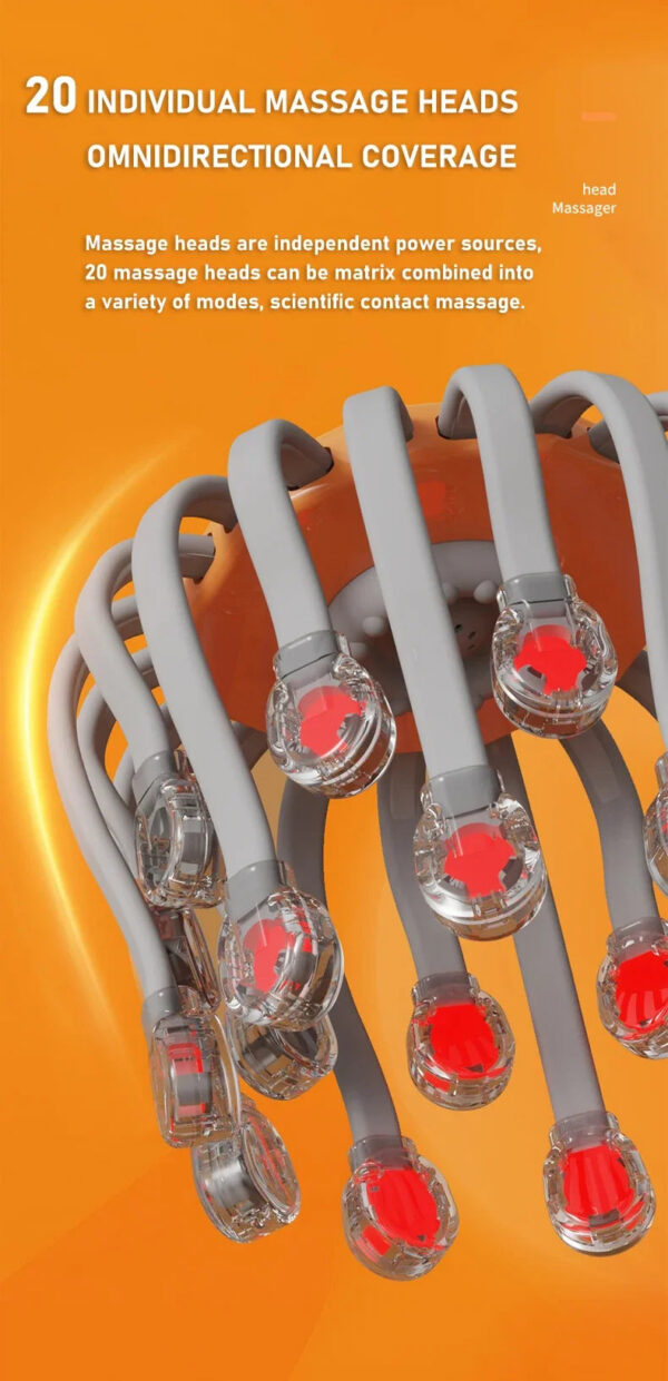 50ad000c31de5bcb 20Massage Heads Orange Scalp Head Massager Red Light Vibrator Octopus Scratcher For Relaxation Stress Migraine