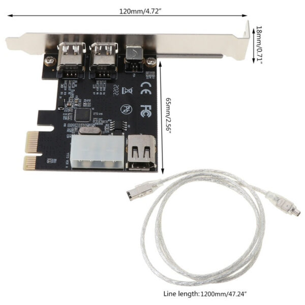 50d1f612f6bca84c PCIe 3 Ports 1394A Firewire Expansion Card, PCI for Express (1X) to External IEEE 1394 Adapter Controller (2 6 P + 1