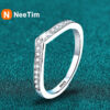 50d34f49dfc988c5 NeeTim Moissanite Ring Sterling Sier with White Gold Plated Full Diamond Band Engagement Wedding Bridal Rings for Women
